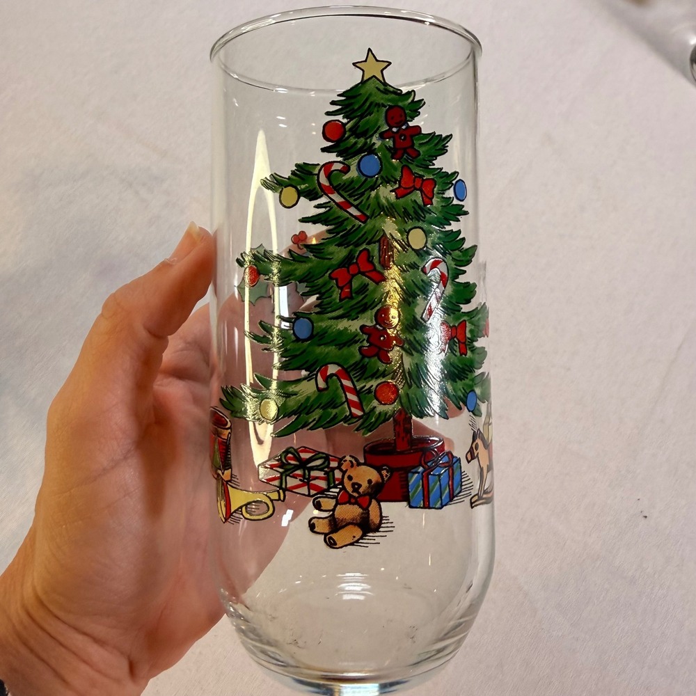 Luminarc Noel Christmas Tree Tumbler Glass Holiday Vtg Retro Party Replacement
